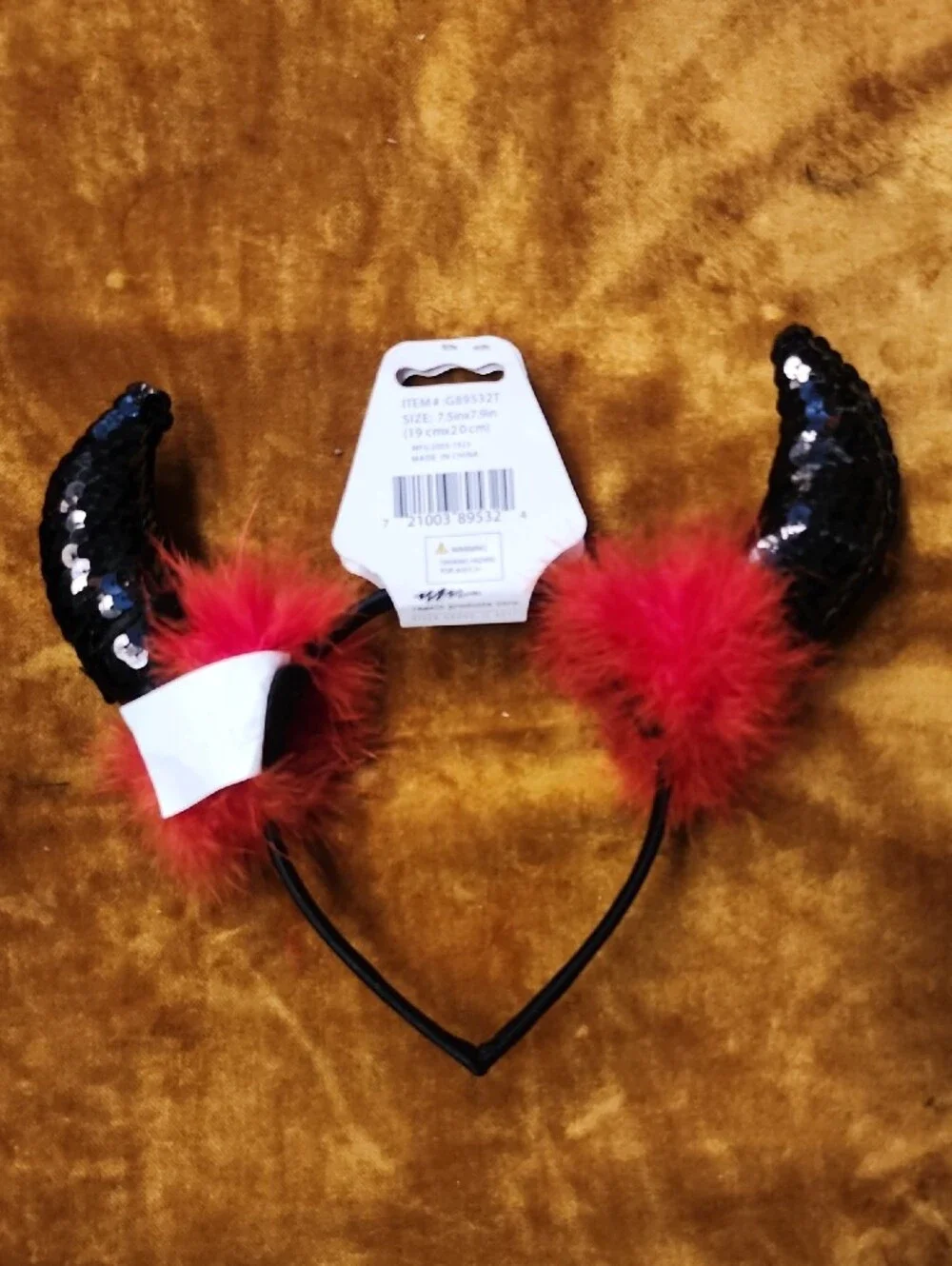 3pc Sequin Devil Horn Headband - Red & Black
